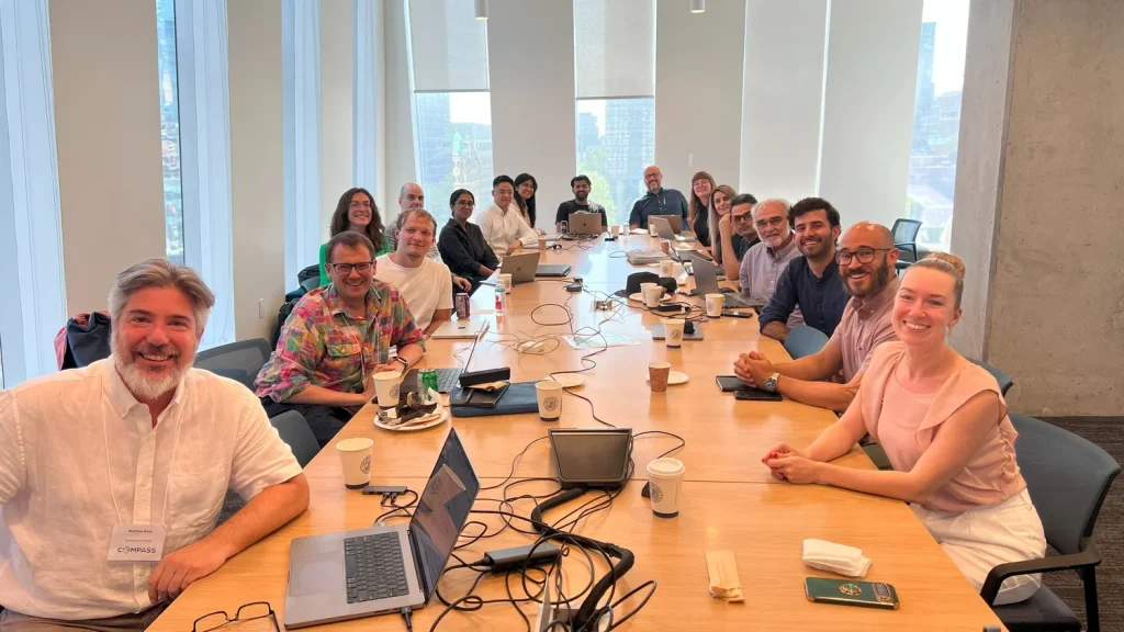 Researchers and scholars spent the day at the Schwartz Reisman Innovation Campus tackling some big-picture questions about the future of AI and society. Photo credit: Dan Browne.